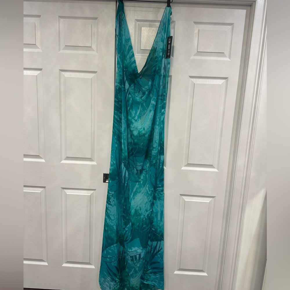 Teal 3-in-1 wrap; Pareo, Cover up, Scarf - Picture 4 of 5